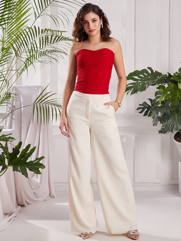 Red Strapless Corset Top | Elegant Red Party Top