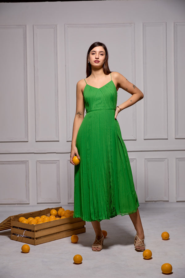 Green Mint To Be Midi Georgette Dress For Women