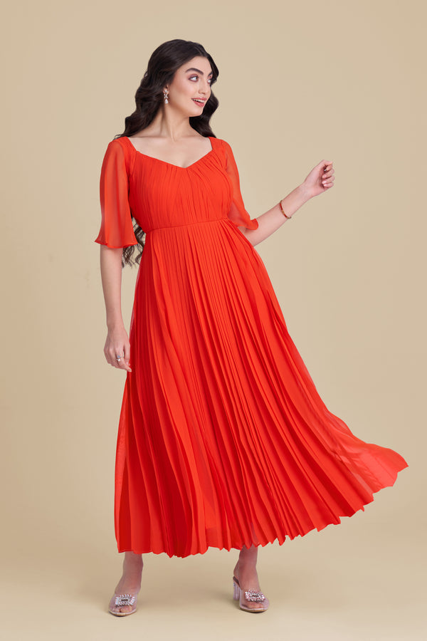 Elegant Orange indo western Maxi Dress
