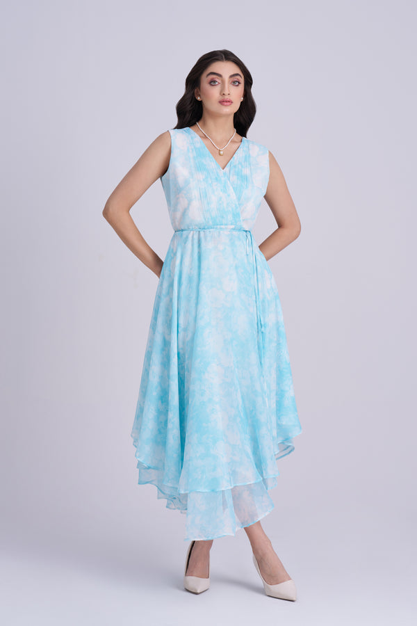 Sky Blue printed Chiffon