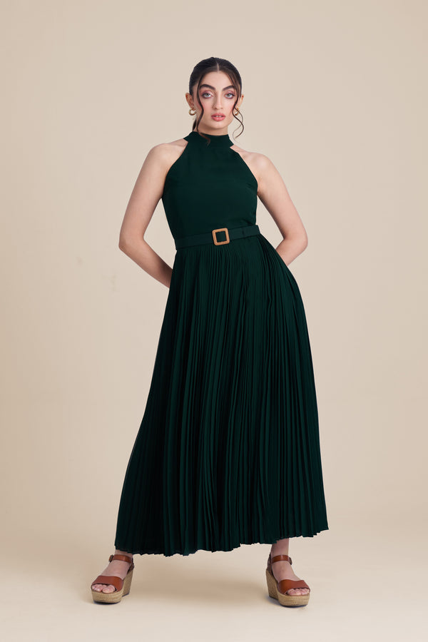 Green Halter Neck Dress