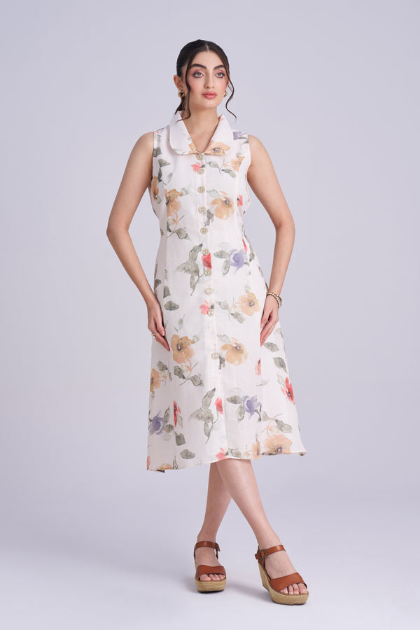 Linen printed A-Line Dress