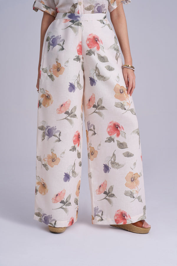 Floral Palazzo Pants for Women | Linen Printed casual Palazzo for Summer