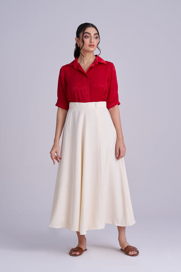 Off-White Panel Skirt | Smart  Off-White semi formal Midi Skirt