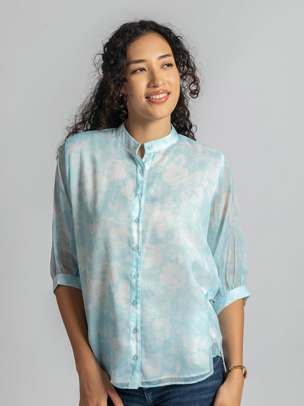 Shirt for Women - blue  | Casual Women's printed Shirt