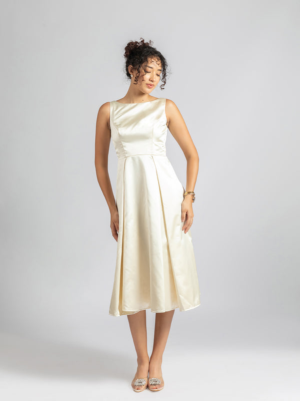 Satin Pearl Midi Dress
