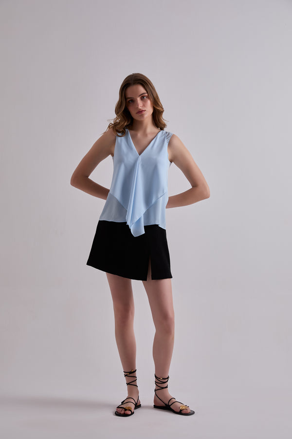 Blue Ocean Breeze Georgette Top For Women