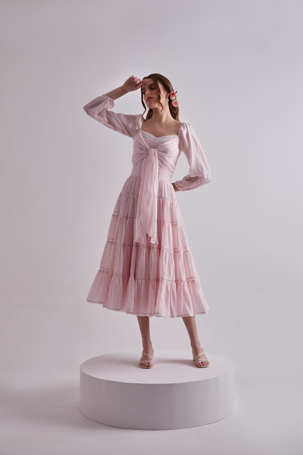 Pink Paradise Cotton Silk Dress For Women