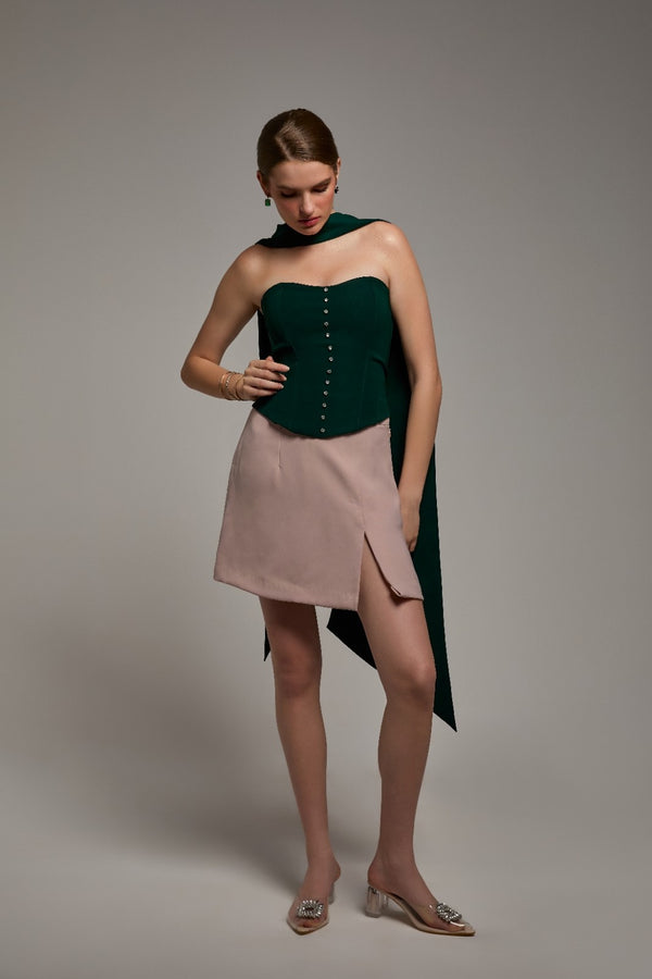 Green Strapless Corset top | Green bustier Tube top