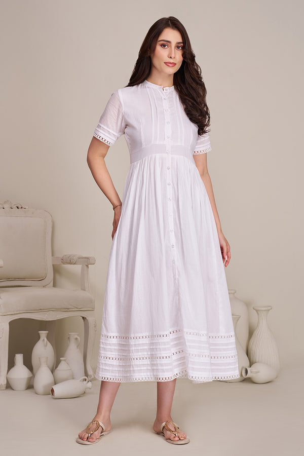 White cotton summer dress for women | One piece dress for women