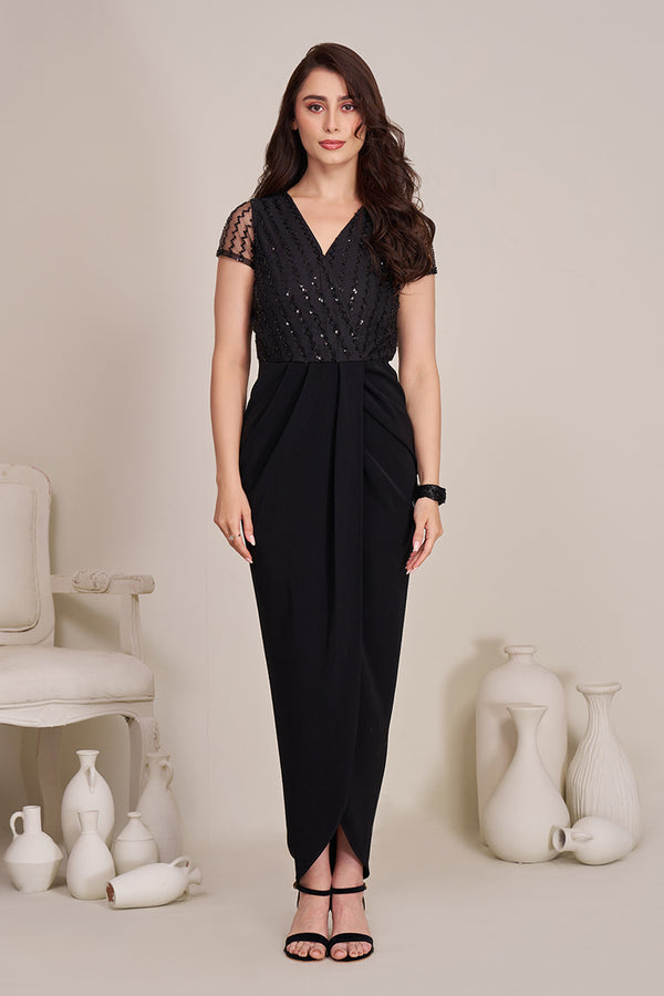 Black wrap dress for women | Party wear dress for women