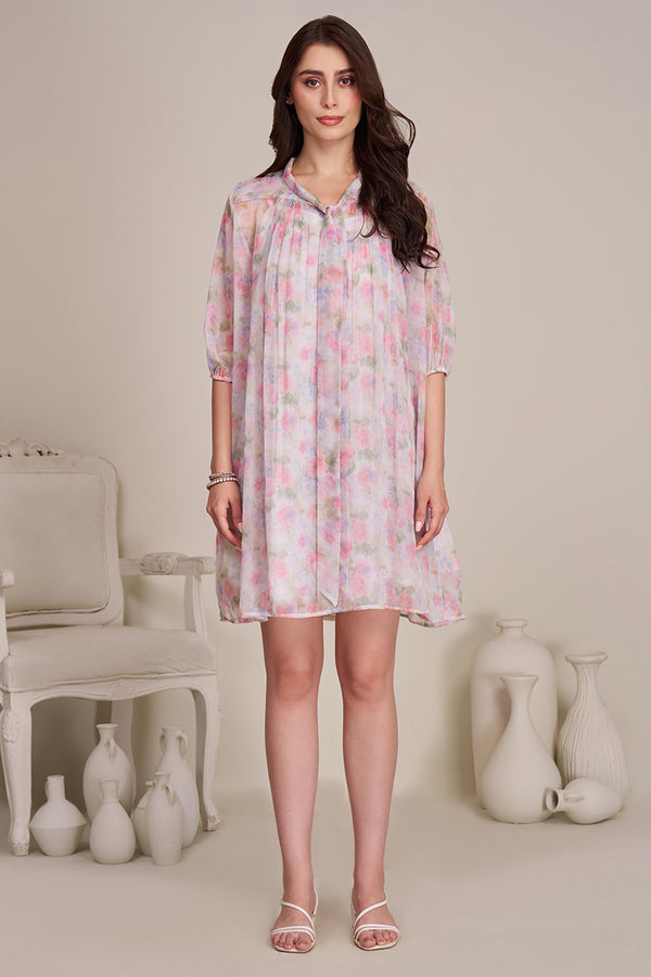 Colourful floral printed short dresses for women | One piece loose fit dress for women