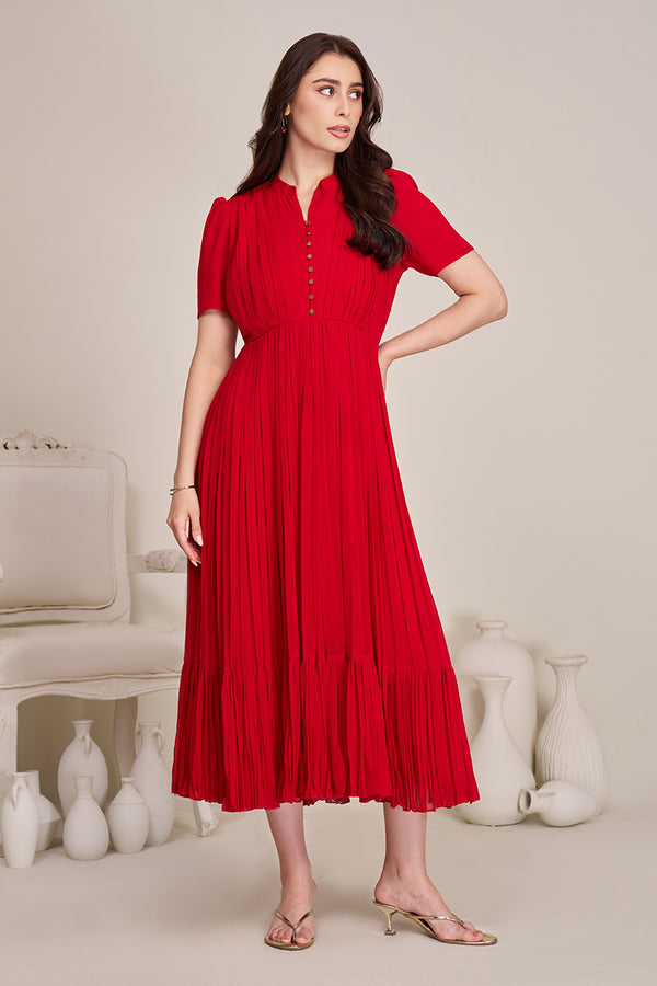Long frocks for women | Red Indo-Western Dress