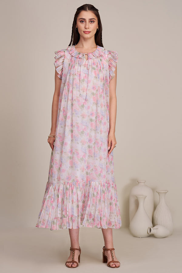 Floral printed fit & flare dress | Loose fit long summer dress