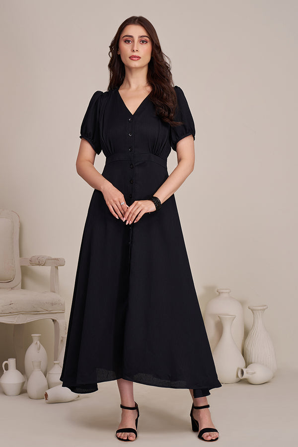 Black long dress for women |  Casual ladies dress - Black