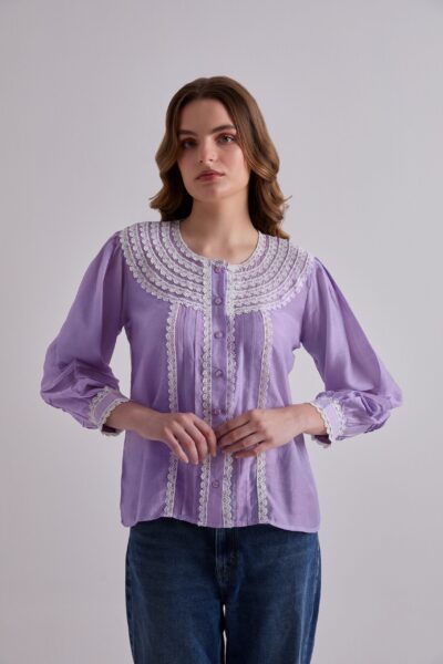 Purple Haze Cotton Lace Top