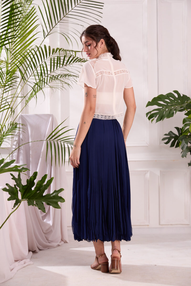 Navy Nirvana Midi Skirt