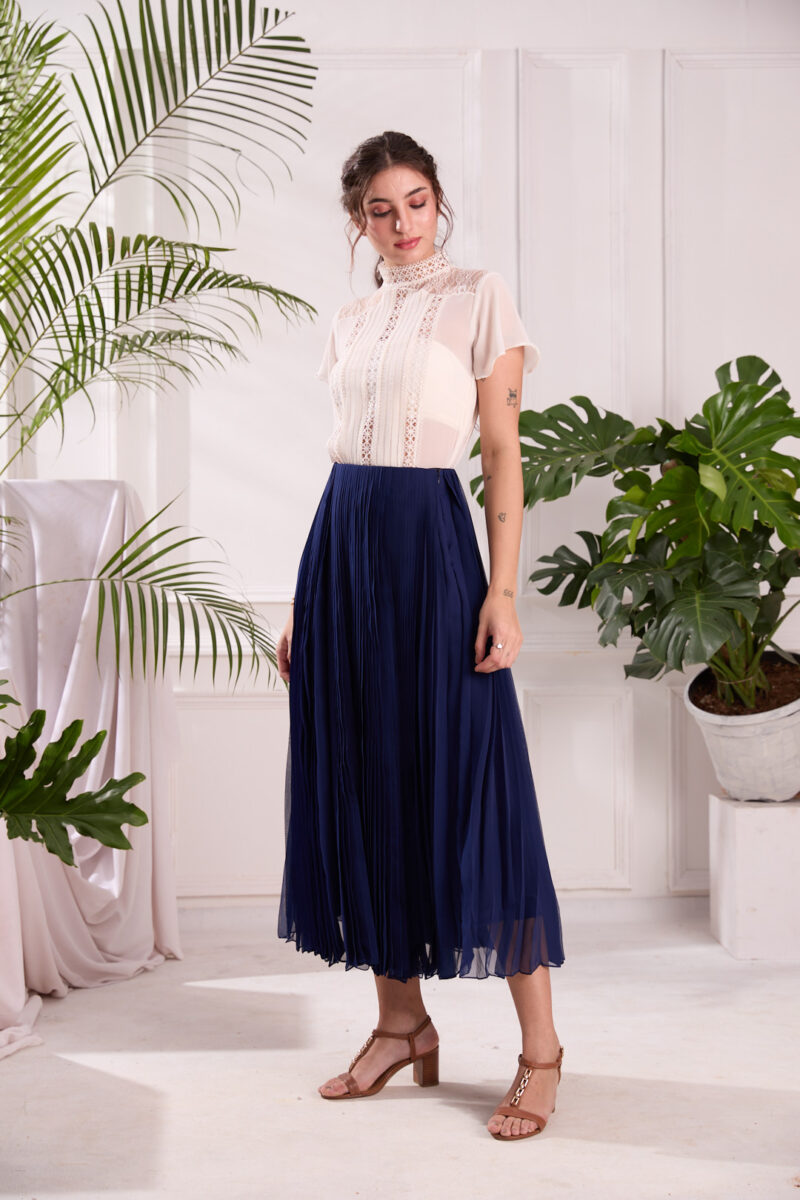 Navy Nirvana Midi Skirt