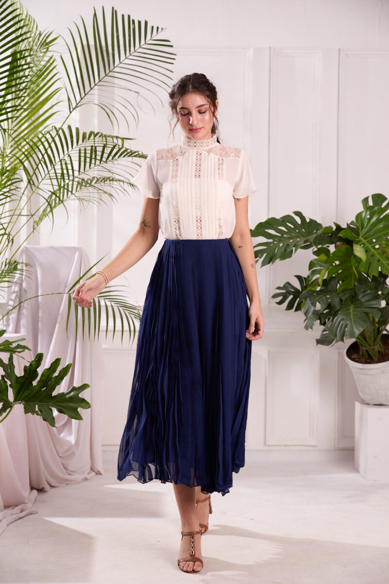 Navy Nirvana Midi Skirt