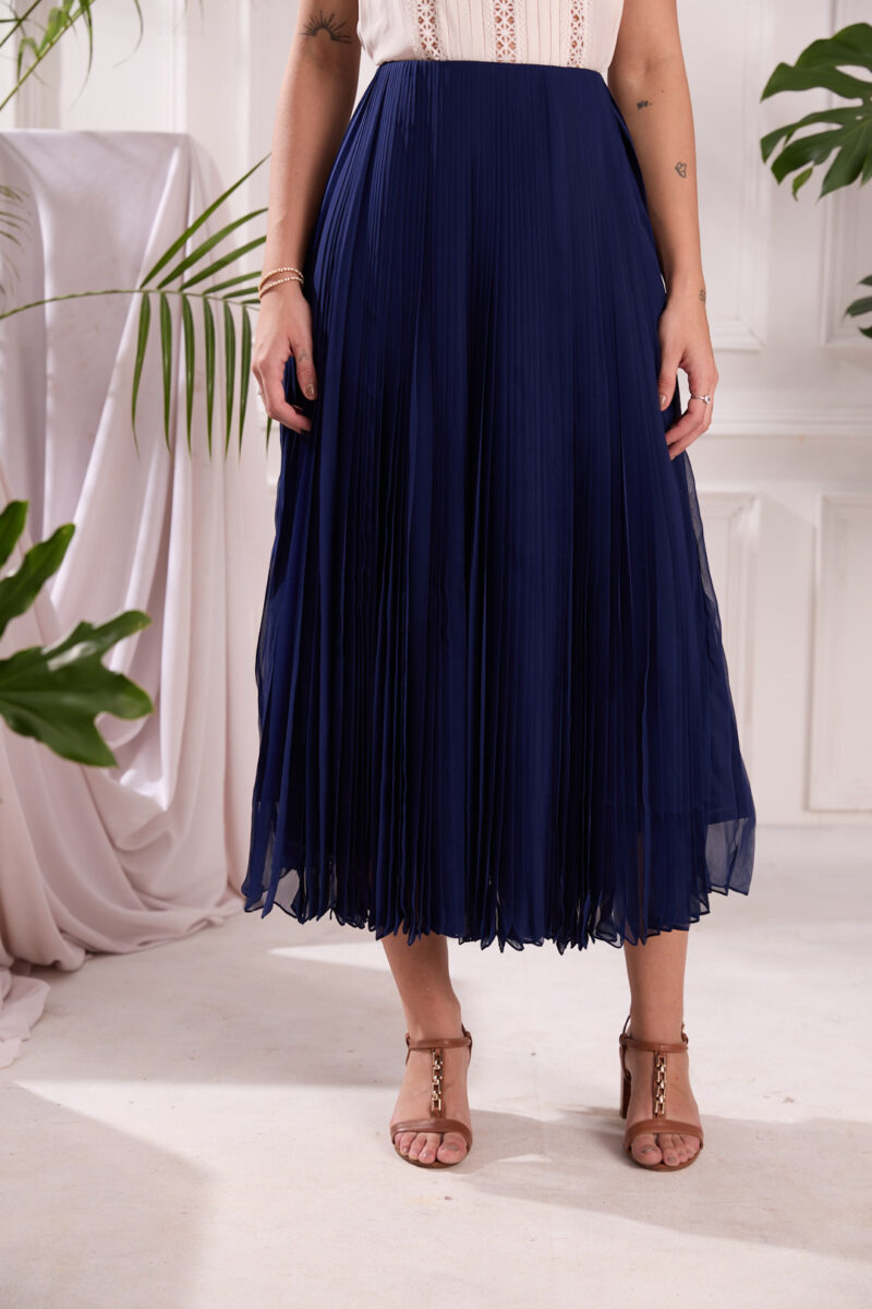 Navy Nirvana Midi Skirt